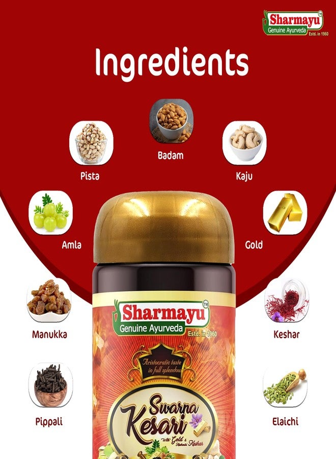 Sharmayu Swarna Kesari | Ayurvedic Health Tonic with Gold, Kesar & Dry Fruits | Immunity Booster | Energy & Strength Enhancer | Suitable for Kids & Adults | 1kg - Image 3
